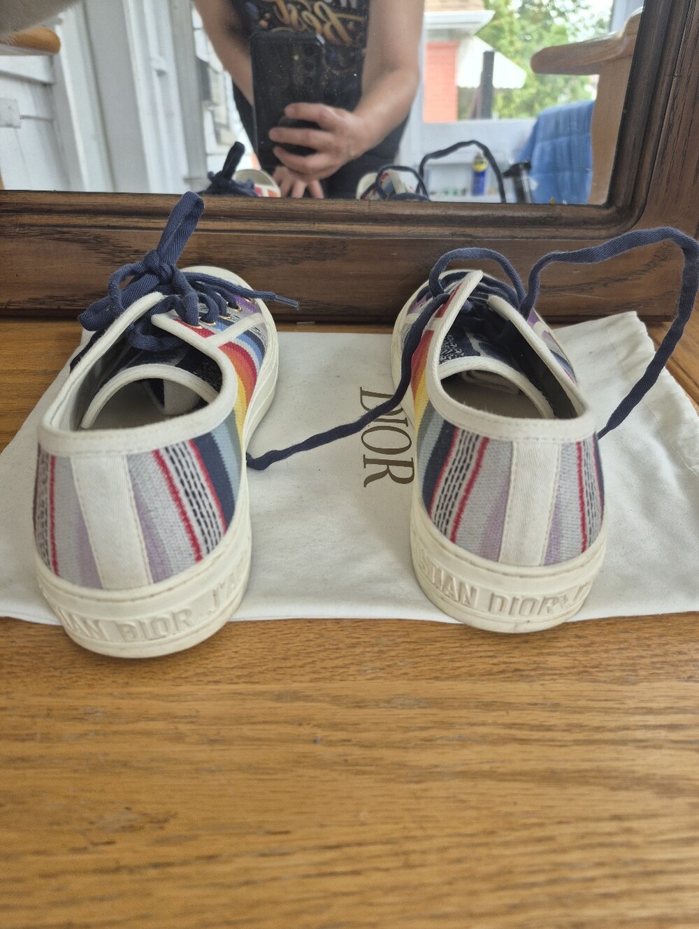 Christian Dior Walk'n'Dior Rainbow Striped Canvas Sneakers 38 US 7.5 - Picture 7 of 9